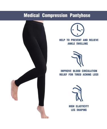 Women's 20-30 mmHg Compression Leggings for Varicose Veins & Swelling - Black Medium Footless Tights - Buy Online on GoSupps.com