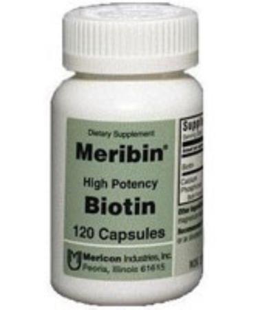 Meribin High Potency Biotin 5mg Supplement Capsules 120 ea (Pack of 5)