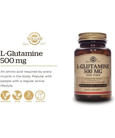 Solgar L-Glutamine 500 mg Vegetable Capsules - Pack of 50 - Fuel For Muscles - Supports An Active Healthy Lifestyle - Vegan and Gluten Free 1 count (Pack of 50) - Buy Online on GoSupps.com