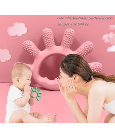 WEKOW Six Finger Silicone Teether - Pink Teeth Grinding Bite Bar for Infants | Shop Internationally - Buy Online on GoSupps.com