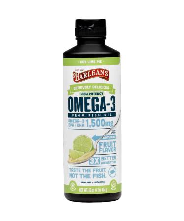 Barlean's Seriously Delicious Omega-3 Fish Oil  Key Lime Pie 1500 mg 16 oz (454 g)