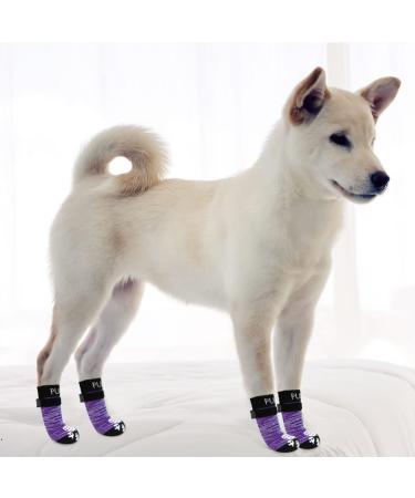 Pupeck Double-Sided Anti-Slip Dog Socks - Adjustable Straps for Indoor Use | 2 Pairs - Medium Purple - Paw Protection & Traction Control on Hardwood Floors - Buy Online on GoSupps.com