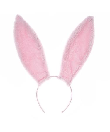 ZHER-LU Bunny Ears Headband Bunny Costume Accessories Women's Headbands Halloween Cosplay Birthday Party Favors (Pink)