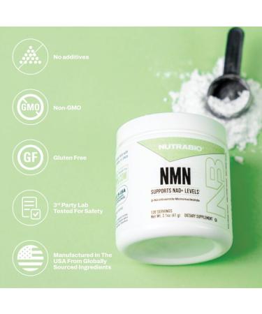 NutraBio NMN - NAD Supplement Longevity Support Boost NAD Levels Increase Cellular Energy Brain Health Healthy Aging- 120 Servings 120 Servings (Pack of 1) - Buy Online on GoSupps.com