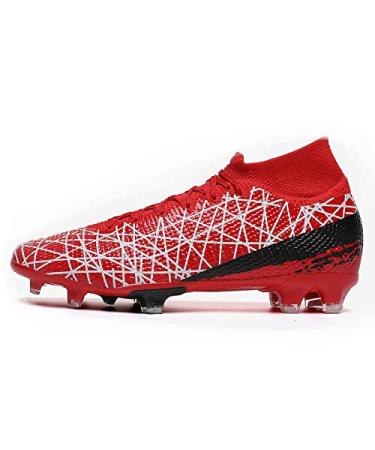 lozoye Soccer Shoes for Mens Womens Kids Football Cleats Big Boys Grils FG High Ankle Football Boots Wide Soccer Training Sneakers 7.5 Women/6 Men Red