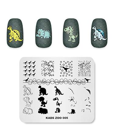 Alexnailart Nail Art Stamping Plates Image Template Stencils Manicure Dinosaur Cute Dinosaur Eggs Multi-Pattern Design Stamping Image Nail Art Stencil Tools ZO005