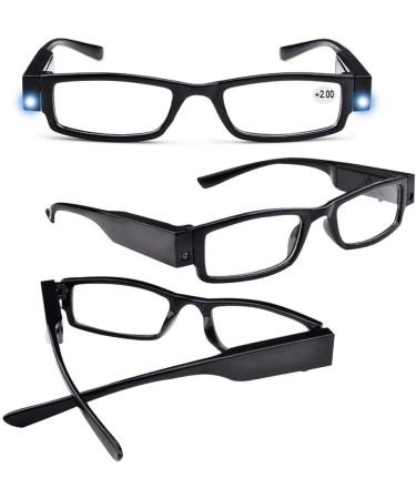 4 Pcs LED Reading Glasses for Men & Women - Lighted Magnifier Nighttime Readers Full Frame Eyewear Clear Vision - Unisex Fashion Glasses - Buy Online on GoSupps.com
