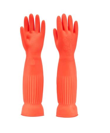 Yioiy cleaning gloves waterproof and oil -resistant rubber glove for kitchen cleaning clothing cleaning household cleaning dishwashing car wash (red large) red large