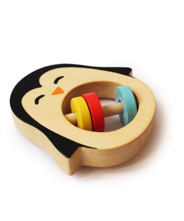Shumee Wooden Penguin Baby Rattle Teething Toy - Animal Teether for 6 Months+ Boys and Girls - Buy Online on GoSupps.com