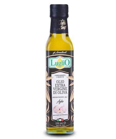 Olio Luglio - Garlic Olive Oil (250 ml) | Extra Virgin Olive Oil | Garlic Essence | Cold Pressed | Glass Bottle (250 ml) C. Garlic Essence - 250ml - Buy Online on GoSupps.com