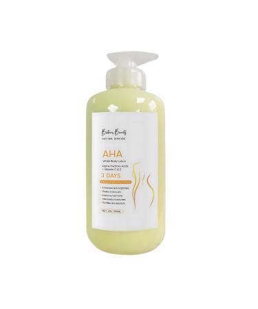 Britains Beauty AHA White Body Lotion with Alpha Hydroxy Acids, Vitamin C & E, Intense Brightening Formula for Smooth, Hydrated Skin - 500ml (Yellow, 500ml)