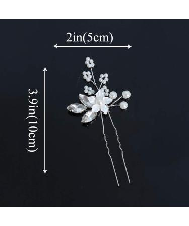 Crystal Bride Wedding Hair Pins - Silver Flower Bridal Headpiece with Pearl Accents - Pack of 3 - Buy Online on GoSupps.com