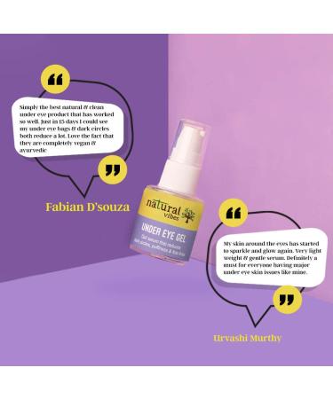 Natural Vibes Under Eye Gel Serum | Reduces Dark Circles & Puffiness | Brightens Fine Lines | Ayurvedic & Vegan | Vitamin C D E AHA & Caffeine | 20 ml for All Skin Types - Buy Online on GoSupps.com
