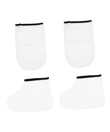 minkissy 2 Pairs Leather Horn Boots Peel Spa Wax Foot Cover Removing Covers Hot Wax Bath Gloves Gel Manicure Gloves Paraffin Wax Foot Spa Polish Beauty Soap White Tool Polyester Lining Nail