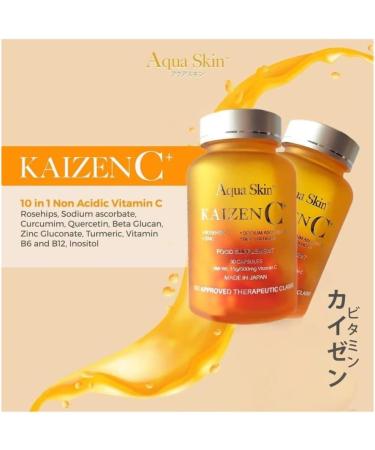 Aqua Skin Kaizen C 500mg 10 in 1 Vitamin C 30 Capsules - Non-Acidic Supplement - Buy Online on GoSupps.com