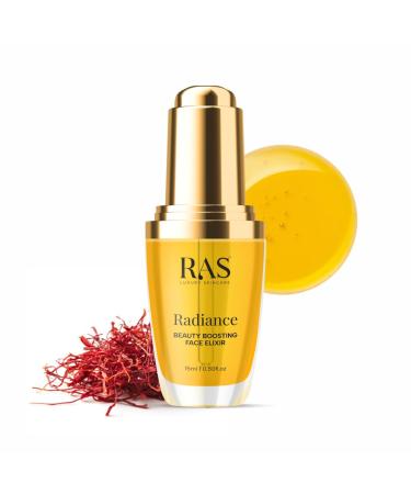 Radiance Beauty-Boosting Face Elixir Hydrating Moisturiser Face Serum for Skin with Organic Blend of Rosehip oil Fast Absorbing Non-Sticky Golden Glowing Skin - 0.51 Fl Oz - RAS LUXURY OILS