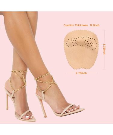 Premium Lambskin High Heel Pads - Anti-Slip Metatarsal Cushions for Open Toe High Heels - 3 Pairs, Beige - Buy Online on GoSupps.com