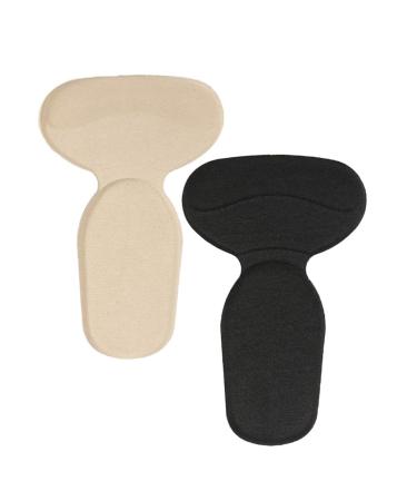 AKOAK 2 Pairs Heel Cushion Anti-Slip Heel Shoe Grips Liners Inserts for Shoes Too Big Prevents Chafing and Blisters Unisex Black and Beige