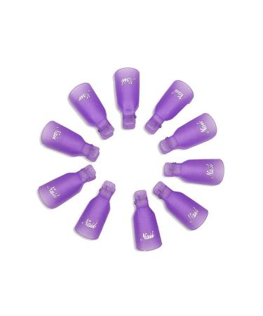 IME Nail Polish Remover Clips Set Nails Art Gel Cap Soak Off Clip UV Manicure Acrylic Nails Wrap Tool Purple 10 pcs