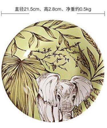 SHAOHUASC Ceramic Plates Round Dishes Bone China Cartoon Character Printed On-Glazed Elephant Floral Plate - Buy Online on GoSupps.com