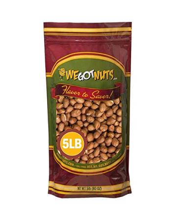 Raw Red skin Peanuts , USA Grown, (Unsalted) 5LB Bag Bulk (80oz) - We Got Nuts