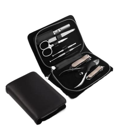 Manicure Set Black Nail Clipper Set Professional Pedicure Manicure Tool Men's Grooming Set Stainless Steel Portable Travel Nail Cover 8 Pieces Manicure Nail Clippers Kit (Color : B)
