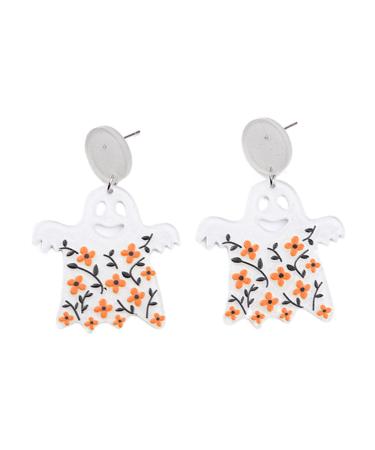 Feyley earrings Halloween cartoon acrylic drops earrings ghost pumpkin skull flower dangle earrings jewelry gift for women girls 5
