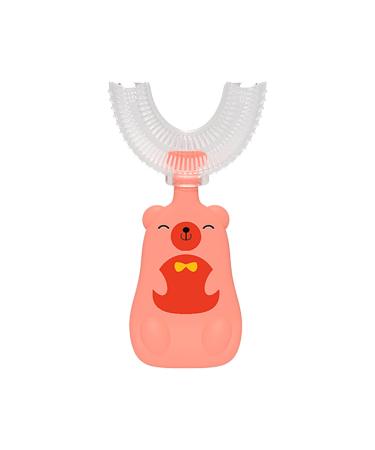 Mllkcao Baby Children's toothbrush with a soft silicone-U-shaped brush head Bleaching massage U-type toothbrush with a sweet handle for children aged 2-12 6-12 years old B05#pink bear
