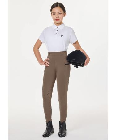 BALEAF Girls' Horse Riding Pants - Kids Equestrian Breeches with Knee-Patch - Brown Large - Buy Online on GoSupps.com