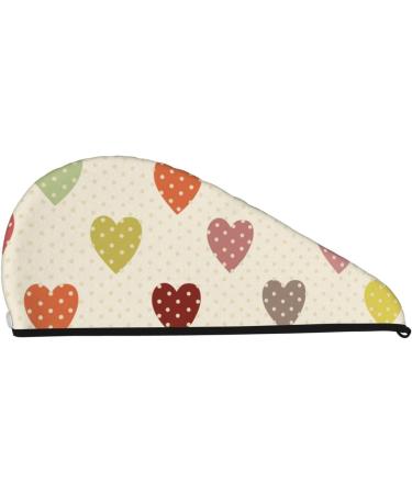 Microfiber Hair Drying Cap - Heart Polka Dot Soft Absorbent Towel Wrap for Quick Drying Curly Long & Thick Hair - Buy Online on GoSupps.com