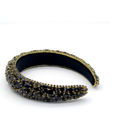 Leemasing Rhinestone Stand Hair Band - Padded Baroque Crystal Fashion for Brides & Parties | Perfect Gift for Weddings & Anniversaries (Black) - Buy Online on GoSupps.com