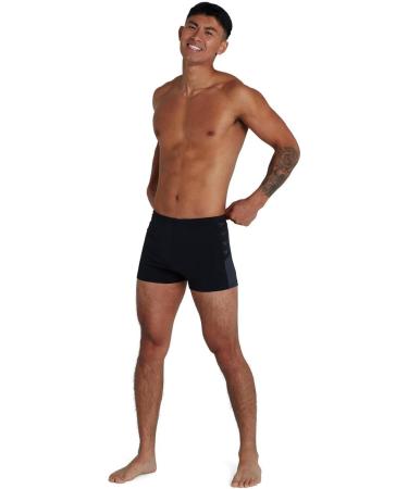 Speedo Men's Boom Logo Splice Aquashort 8 - Black/Oxide Grey | Fast International Shipping - Buy Online on GoSupps.com