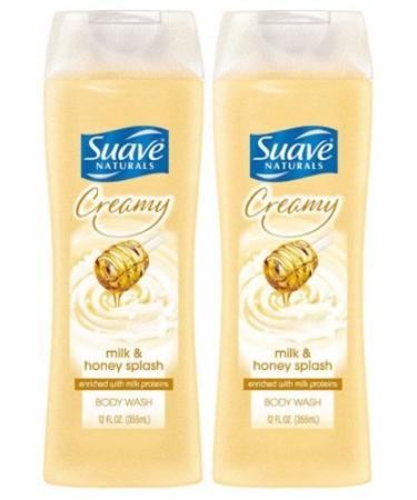 Suave Naturals Creamy Body Wash - Milk & Honey Splash - 12 Fl Oz (Pack of 2)
