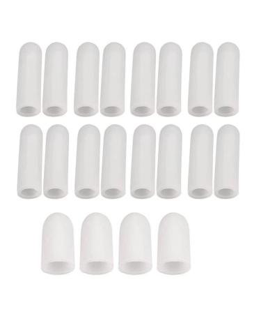 Gel Finger Protectors Finger Caps Silicone Fingertips Protection - Finger Cots Great for Hands Cracking, Eczema Skin,Finger Cracking and Other Finger Pain Relief (20pcs) (White)