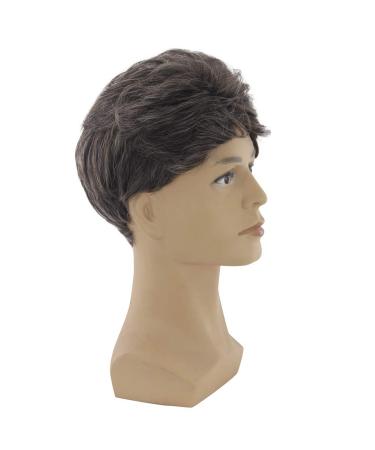 Ansenesna Brown Short Wig for Men - Afro Curls Gray Hair Wig | Stylish & Comfortable - Buy Online on GoSupps.com