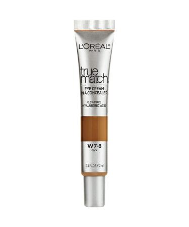 L'Or al Paris Cosmetics True Match Eye Cream in a Concealer  0.5% hyaluronic acid  Dark W7-8  0.4 fl. oz.