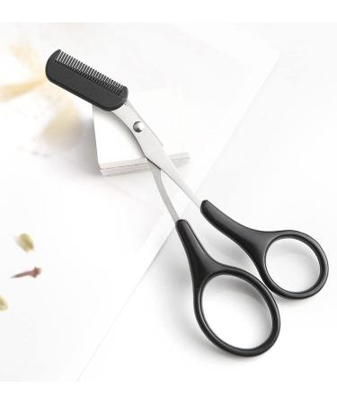 QUUPY Precision Eyebrow Trimmer Shear Scissors - Stainless Steel Beauty Tool with Comb and Non-Slip Grips - Buy Online on GoSupps.com