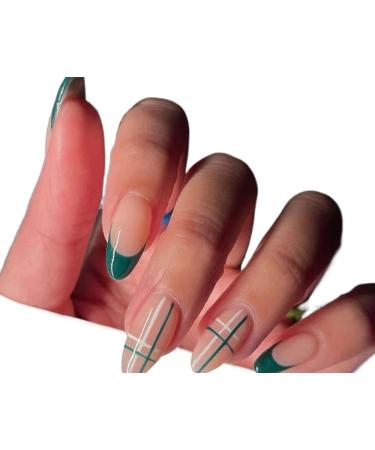 24Pcs Detachable Acrylic False Nails Press On Nail Cute Cherry French Almond Wearable Artificial Fake Nails Full Cover Nail Tips (Color : 4)