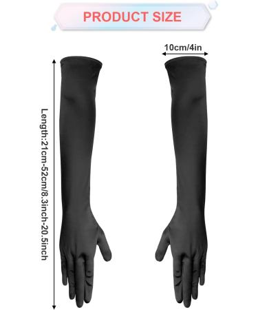 SAVITA 21" Women Long Gloves Long Elbow Satin Gloves Stretchy 1920s Opera Gloves for Women Girls Evening Party Dance Hand Care Moisturizing Black - Buy Online on GoSupps.com