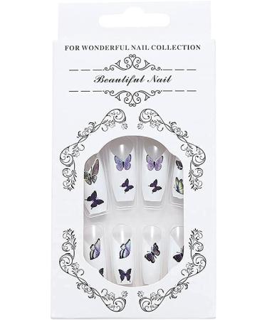 Coffin False Nails Press on Nails French Long Fake Nails Ballerina Acrylic Stick on Nails 24pcs for Women and Girls (Color : Pink Size : O) - Buy Online on GoSupps.com