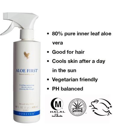 Forever Living Aloe First 473ml - Skin Soothing Formula - 80% Pure Aloe Vera - Gluten Free - Vegetarian Friendly - Bundle of 2 - Buy Online on GoSupps.com