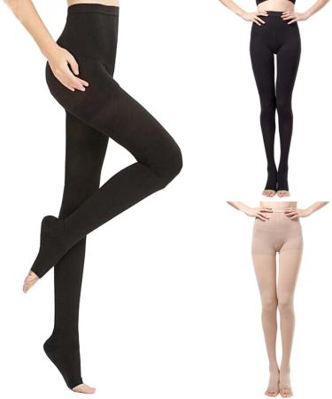 Compression Support Leggings for Women (34-46mmHg) - Opaque Therapeutic Pantyhose for Varicose Veins - Skin Colour, Open Toe - Buy Online on GoSupps.com