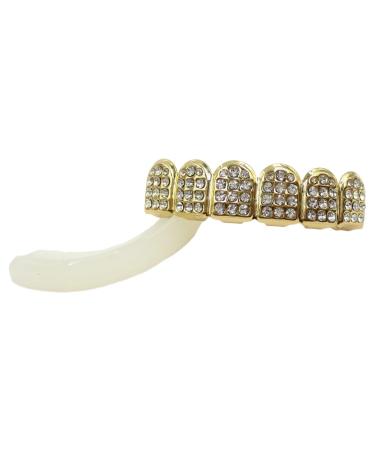 Kirdum Hip-Hop Tooth Clip - Gold-Plated Grillz with Rhinestones | Stylish Grilled Grill Caps for Cosplay & Parties - Buy Online on GoSupps.com