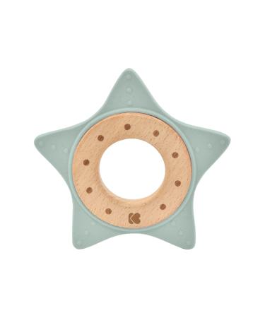 Kikkaboo Star Teething Ring - Beech Wood & Silicone Grasping Toy | Infant Teething Aid in Green - Buy Online on GoSupps.com