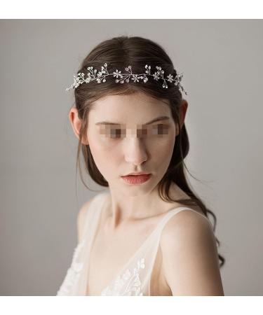 Bride Hair Headband Wedding Hair Vine Pearl Bride Hair Piece Crystal Bridal Hair Accessories for Prom Festival Women and Girls - Buy Online on GoSupps.com