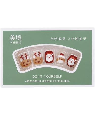 Brishow Christmas False Snow Press on Nails - Antler Short Red Fake Nails 24pcs - Buy Online on GoSupps.com
