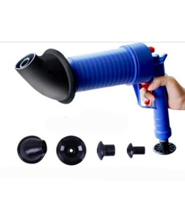 Air Drain Blaster Cleaner Sewer Pipe Dredging DeviceToilet Kitchen Floor Drain Blaster with 4 Plugs Blue