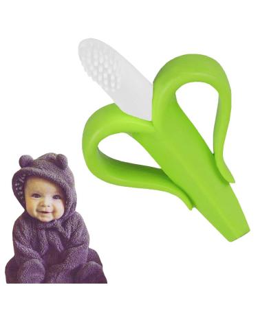 Banana Toothbrush & Teething Ring for Babies | 2-in-1 Dental Care & Teething Aid - Green - Buy Online on GoSupps.com