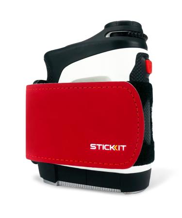 STICKIT Magnetic Rangefinder Strap | Strong Magnet Securely Holds to Golf Carts and Golf Clubs for Easy Access | Slim, Form Fitting, Size Adjustable Gen3 Red