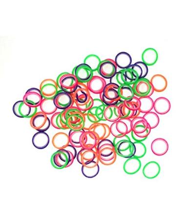 1/4 Inch Orthodontic Elastic Rubber Bands 100 Pack Neon Medium Force 4.5 oz for Bows Dreadlocks Dreads Doll Hair Braids Horse Mane Tail Tooth Gap + Free Elastic Placer for Braces by AdentalZ